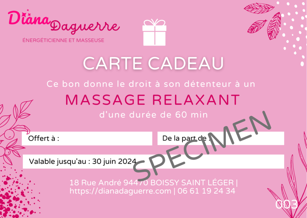 Carte Cadeau Massage Boissy